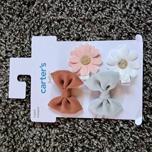 NWT Carters Baby 4 pack hair clip bows.